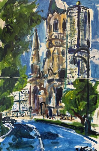 Berlin - Kaiser-Wilhelm-Gedächtniskirche par Meinrad Hoyer, Peinture en vente sur Singulart