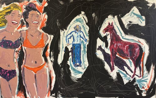 Linda look, do you think he sees us? by Meinrad Hoyer, Painting for Sale on Singulart