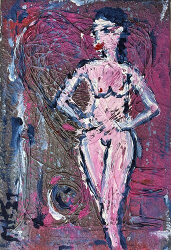 Süße hübsche Frau hält Ausschau nach Liebe - Sweet pretty woman is looking for love di Meinrad Hoyer, Pittura in vendita su Singulart