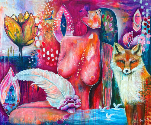 The Queen has returned van Zuzana Freyja, Schilderij te koop op Singulart