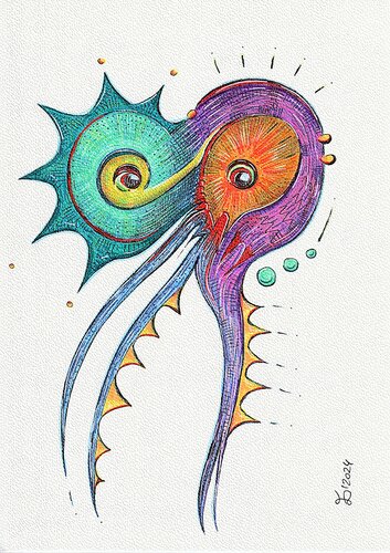 Octomo II. Fantastic creatures series. by Ewa Dura, 소묘 for Sale on Singulart