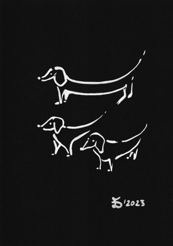 The Dachshund - Impressions van Ewa Dura, Tekening te koop op Singulart