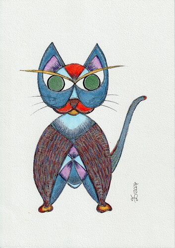 Tomcat Tomo. Fantastic creatures series. di Ewa Dura, Disegno in vendita su Singulart