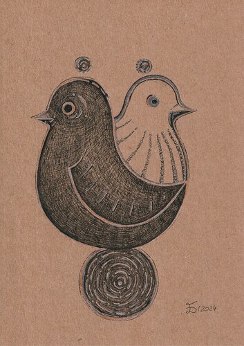 Birds on a wheel von Ewa Dura, Zeichnungen kaufen auf Singulart