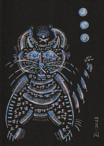 The Magical Cat by Ewa Dura, Drawing for Sale on Singulart