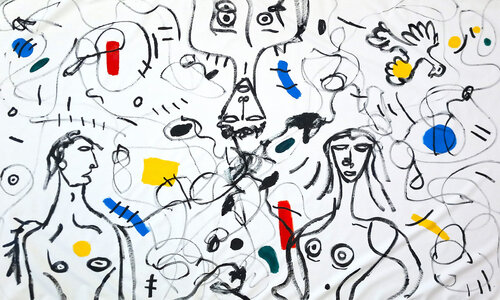 Le Triangle Amoureux (Mouvement "Le nouveau Brutalisme") van 0xec6d0, Schilderij te koop op Singulart