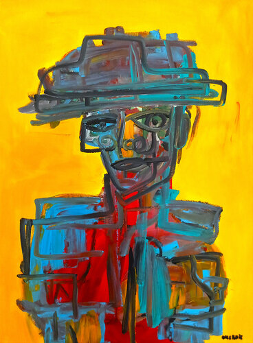 Portrait d'homme au chapeau en Jaune von 0xec6d0, Malerei kaufen auf Singulart