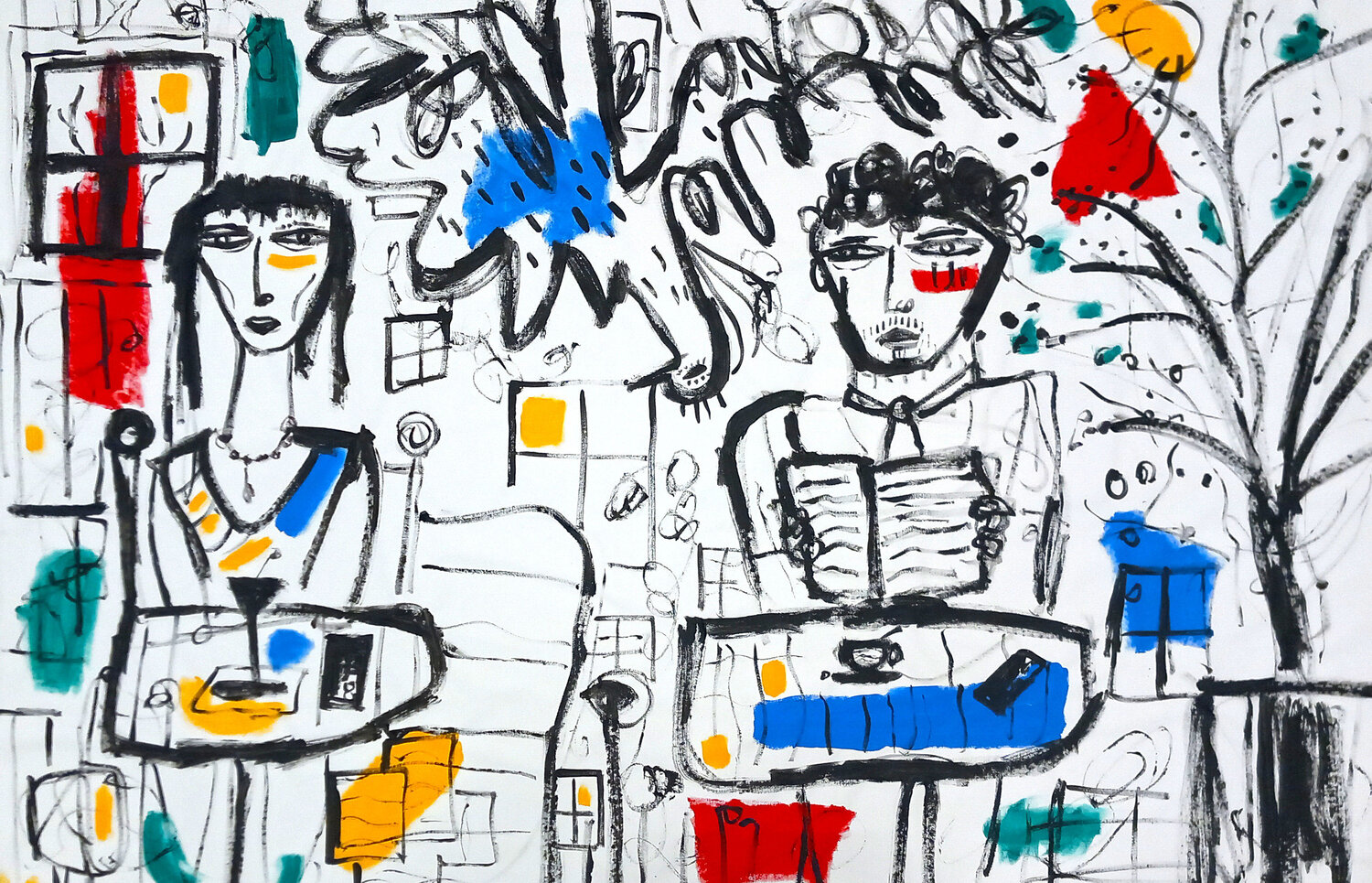 Café (Mouvement "Le nouveau Brutalisme") 0xec6d0 Originalgemälde zu verkaufen