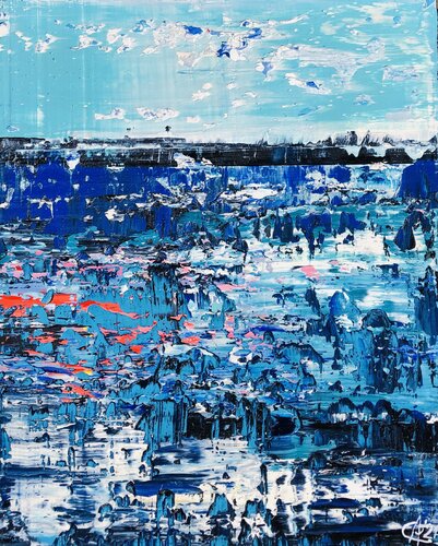 Dnipro river. Ukraine.A31 van Svitlana Andriichenko, Schilderij te koop op Singulart