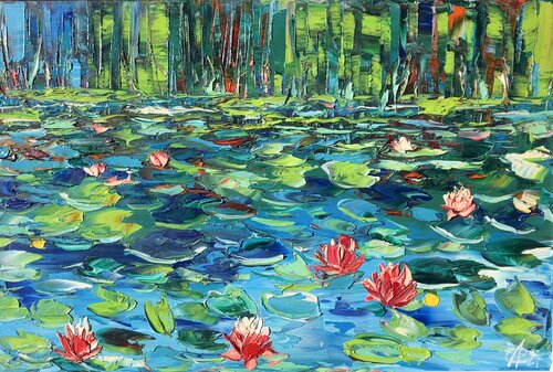 Cache of water lilies di Svitlana Andriichenko, Pittura in vendita su Singulart
