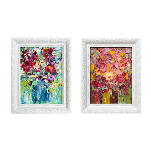 Flower collection (2 oil paintings “Colorful morning“, “Crimson evening“) Svitlana Andriichenko