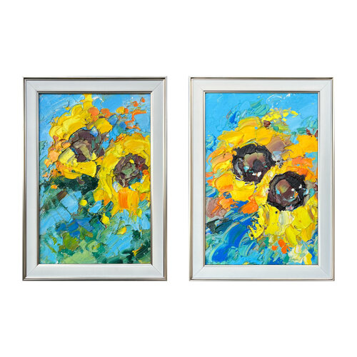 Flower collection (2 oil paintings “Two suns“, “Two suns.P.S.“) di Svitlana Andriichenko, Pittura in vendita su Singulart