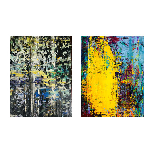 Collection of  2 oil paintings ("Missile strike.A67", "Explosion.A84") von Svitlana Andriichenko, Malerei kaufen auf Singulart