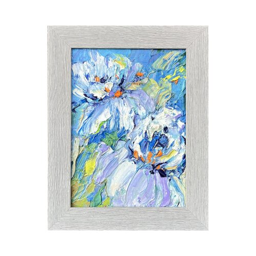 Irises in a blue dress van Svitlana Andriichenko, Schilderij te koop op Singulart