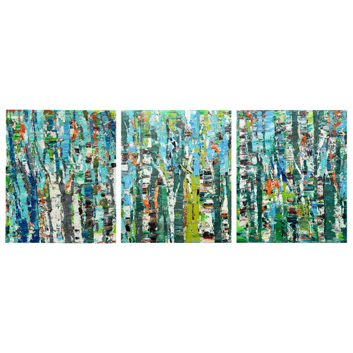 Whisper of the birch grove. Triptych von Svitlana Andriichenko, Malerei kaufen auf Singulart