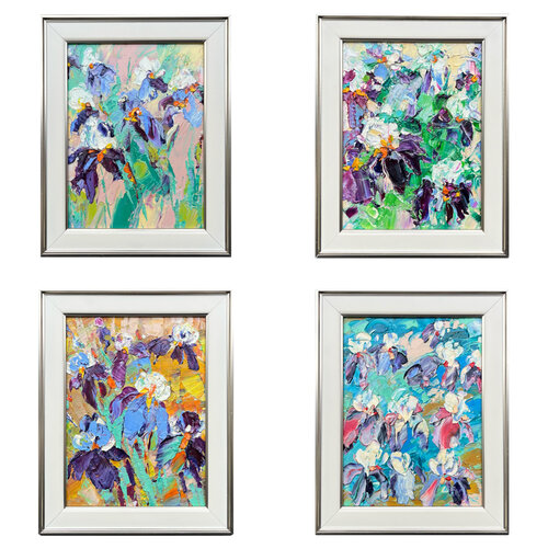 Collection of irises. Quadriptych (4 oil paintings "Dawn", "Morning", "Day", "Evening") von Svitlana Andriichenko, Malerei kaufen auf Singulart