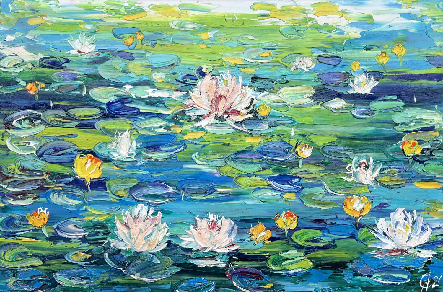 Carefree water lilies Svitlana Andriichenko Originalgemälde zu verkaufen