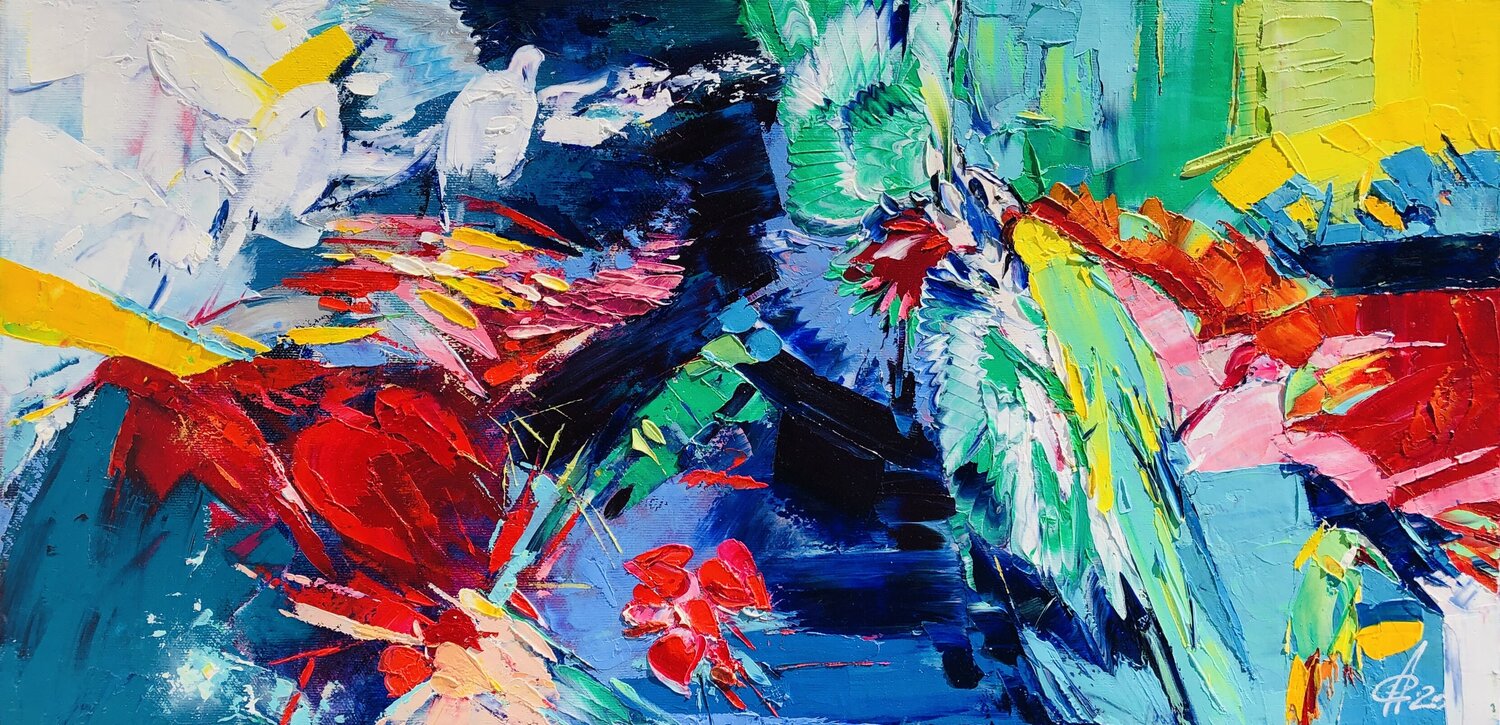 Birds of paradise Svitlana Andriichenko Originalgemälde zu verkaufen