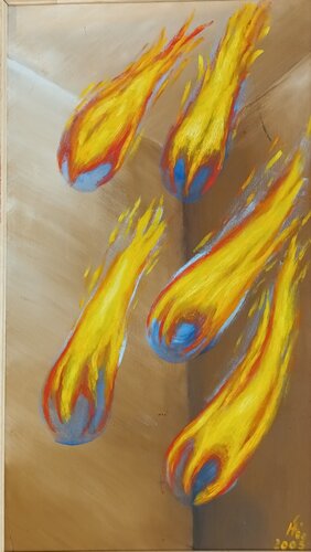 Feuer und Flamme - die ersten Pfingsten di Iris Hillmeister-Becker, Pittura in vendita su Singulart