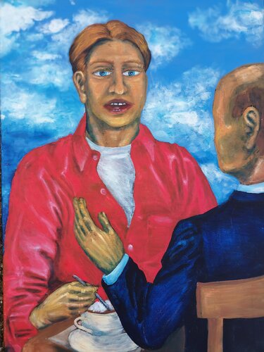 Kaffeetrinker von Iris Hillmeister-Becker, Malerei kaufen auf Singulart