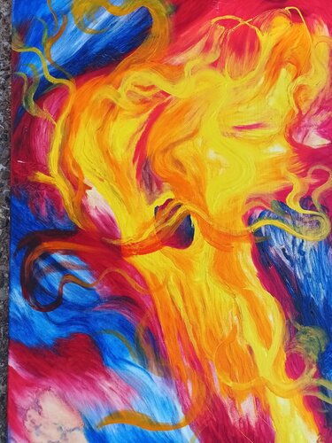 Brennender Baumstamm di Iris Hillmeister-Becker, Pittura in vendita su Singulart