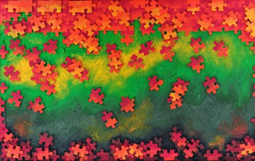 Es regnet Puzzles van Iris Hillmeister-Becker, Schilderij te koop op Singulart