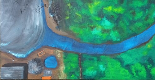 Natur und Mensch 1 van Iris Hillmeister-Becker, Schilderij te koop op Singulart