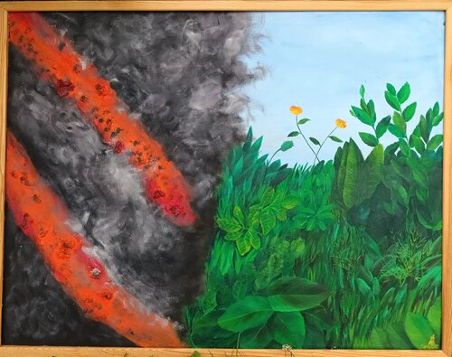 Fruchtbarer Vulkan di Iris Hillmeister-Becker, Pittura in vendita su Singulart