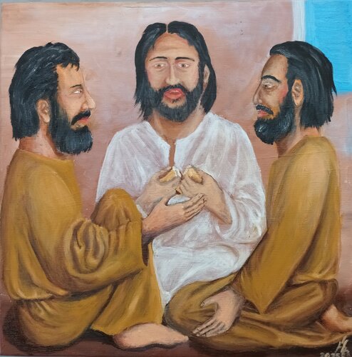 Emmaus van Iris Hillmeister-Becker, Schilderij te koop op Singulart