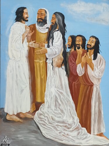 Verklärung Jesu mit Moses, Elias und drei Apostel von Iris Hillmeister-Becker, Malerei kaufen auf Singulart