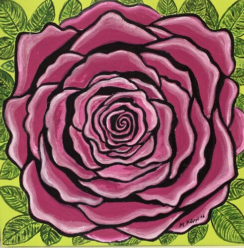 Pink rose von Maria Köppl, Malerei kaufen auf Singulart