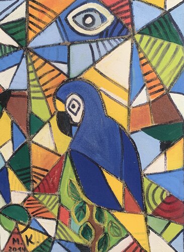 Blauer Papagei van Maria Köppl, Schilderij te koop op Singulart