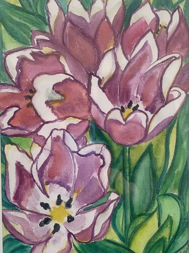 Tulpen in Pink von Maria Köppl, Malerei kaufen auf Singulart
