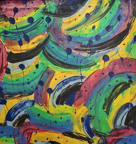 Blue Balloons by Maria Köppl, Painting for Sale on Singulart