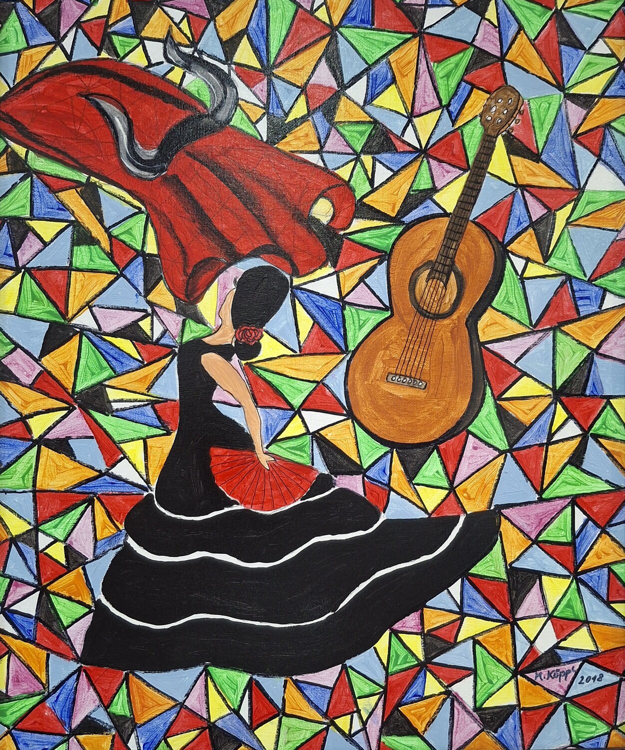 Flamenco II Maria Köppl Original painting for sale