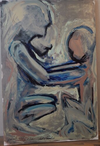 parents, LOVE & a hare de Martina Jakoby-Eckert, Pintura a la venta en Singulart