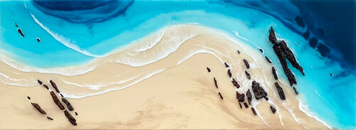SNAPPER ROCKS - Original Meer Bild Resin Art Kunstwerk van Eva Strätz, Schilderij te koop op Singulart