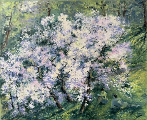 Cherry blossoms par Julija Demenkova, Peinture en vente sur Singulart