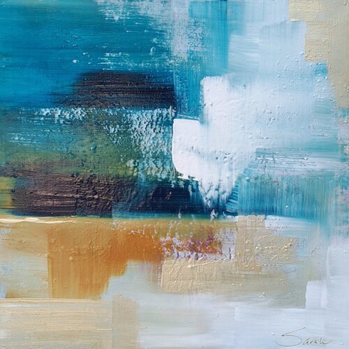 Balance der Elemente- GOLD UMRAHMT van Sarah Kube, Schilderij te koop op Singulart