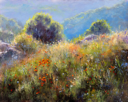 Cheerful wildflowers field van Lucía Verdejo, Schilderij te koop op Singulart