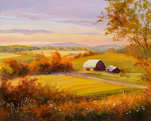 Rural landscape warm tones by Lucía Verdejo, Painting for Sale on Singulart