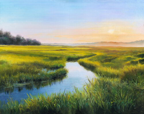 Sunrise over the marshland van Lucía Verdejo, Schilderij te koop op Singulart
