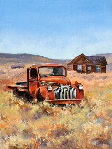 Abandoned old rusty pickup car par Lucía Verdejo, Peinture en vente sur Singulart
