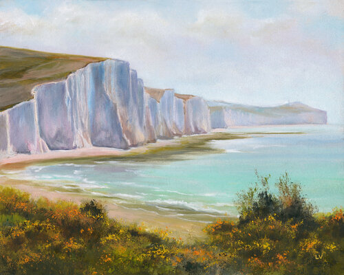 White cliffs Seven Sisters by Lucía Verdejo, Painting for Sale on Singulart