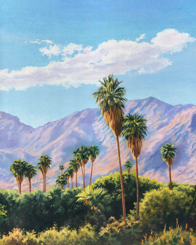 Palm Springs desert mountains by Lucía Verdejo, Painting for Sale on Singulart