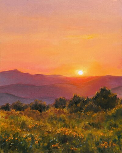 California golden hour landscape de Lucía Verdejo, Pintura a la venta en Singulart