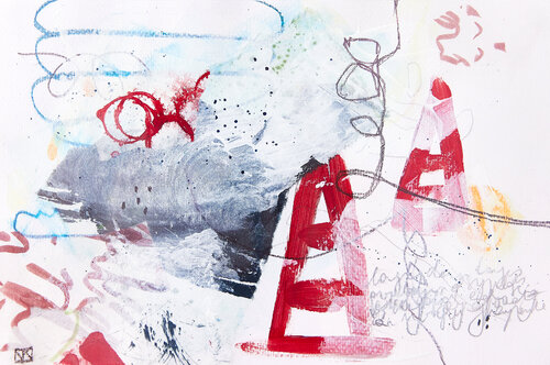 Rote Pylonen by Nora Kalinda, Work on Paper for Sale on Singulart