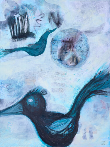 Moonbirds van Nora Kalinda, Schilderij te koop op Singulart