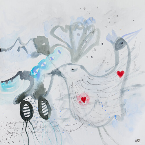 Lovebirds by Nora Kalinda, Work on Paper for Sale on Singulart