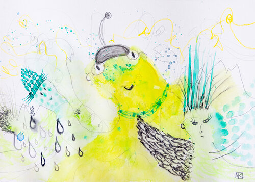 Frog & Friends by Nora Kalinda, Work on Paper for Sale on Singulart